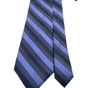 Calvin Klein Repp Style 100% Silk Tie 61 Long  3.5 Wide - Blue & Black